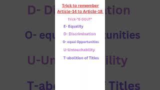 Trick to remember Article 14 to Article 18 #upsc #tricks