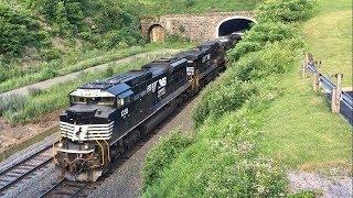 Huge Pennsylvania Freight Trains!  Gallitzin Tunnel Trains At Tunnel Hill, NS Pittsburgh Main Line