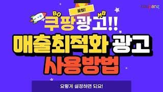 새로나온 쿠팡 매출최적화 광고 운영하기-단아쌤TV