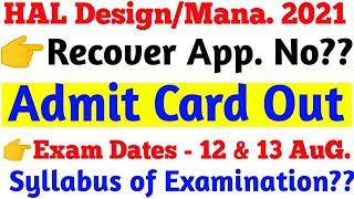 HAL Design/Management Trainee Application Number recovery and Syllabus