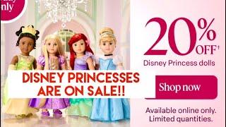 AG American Girl News: Disney Princesses Are On Sale! Today Only! Ariel, Cinderella, Rapunzel, Tiana