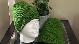 Ribbed Brim Beanie Set ~ Adult and Child ~ Addi, Sentro, Circular Knitting 