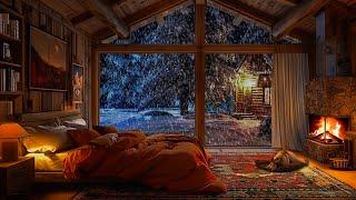 Cozy bedroom on a blizzard night, the wind howling outside the window | Finding peace in the night