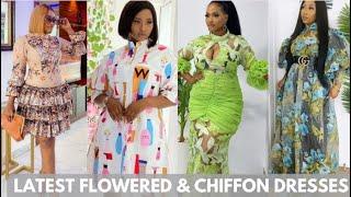 80+ Exquisite and Affordable Flowered Chiffon Gowns for Elegant Ladies/Floral Chiffon Dress Designs