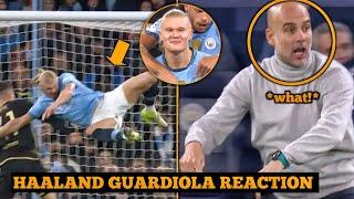 Pep Guardiola's Reaction To Erling Haaland Unbelievable Goal Against Sparta Praha