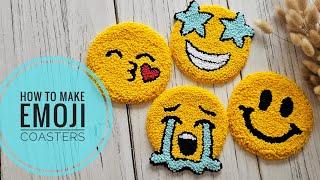 How to make punch needle Emoji coasters. Punch needling for beginners