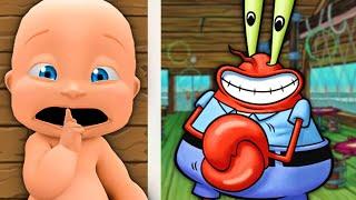 Baby TRAPPED in KRUSTY KRAB!