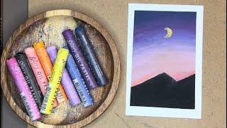 오일파스텔 간단한 밤하늘 그리기 초보 simple oilpastel drawing for beginners