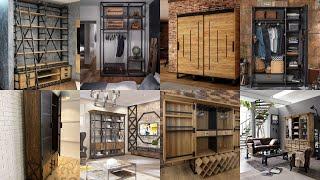 Шкаф лофт металл и дерево Wardrobe loft metal and wood Идеи мебель интерьер Interior furniture ideas