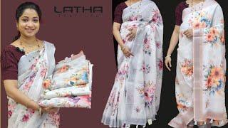 Digital Print Sari !!! Soft Cotton Linen Saree !!! Beautifull Floral Prints