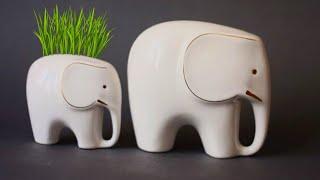 DIY Elephant Planter Pot | White cement crafts