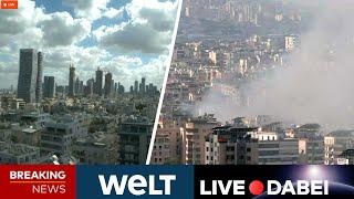 IRAN: RAKETENHAGEL AUF ISRAEL - SKYLINE LIVE aus Tel Aviv & Beirut, Libanon | WELT STREAM