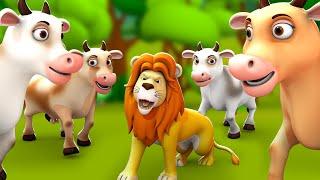 The Lion & The Cows 3D Animated Hindi Moral Stories for Kids शेर और गायों कहानी Kids Tales