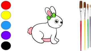 How To Draw A Cute Rabbit Step By Step |Rabbit Drawing Easy With Colour | Easy & Cute Rabbit Drawing