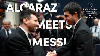 Carlos Alcaraz meeting Lionel Messi for the first time | Laureus World Sports Awards - Paris 2023