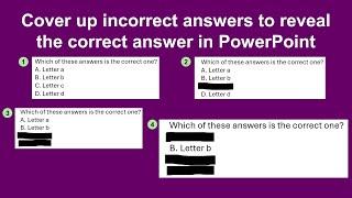 Reveal the correct answer for a multiple-choice question in PowerPoint; Step-by-step tutorial