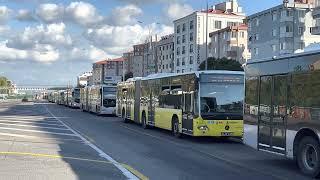 [4K] Metrobüs Istanbul BRT system arriving at Beylokdüzü station, Turkey