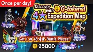 4 Stars Battle Pieces with 25000 G tokens Expedition Map JJ Jet jaguar 2021 X1 GODZILLA BATTLE LINE