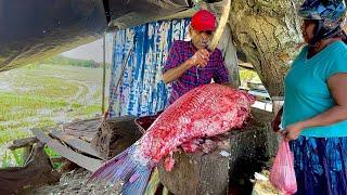 Wow! MONSTER Fish Cutting Skills By Old Fisherman In Village Market