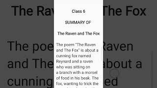 The Raven and the fox Class 6 Summary