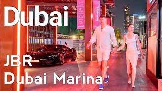 Dubai [4K] Amazing JBR, Dubai Marina Night Walking Tour 