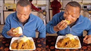 BIG BITE SWALLOW SELF CHALLENGE Fufu & Ogbono soup AFRICAN FOOD MUKBANG ASMR SHOW 