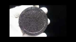 Master Of Bling Custom Lab Simulated Diamond Black Circle Double Line Pendant