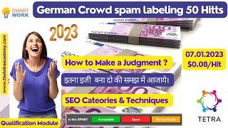 CROWD SPAM LABELING  GERMAN LATEST QUALIFICATION  | HINDI | THE TETRA ACADEMY | UHRS TUTORIAL