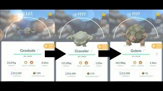 GEODUDE evolution into GRAVELER and into GOLEM in Pokemon GO!!!