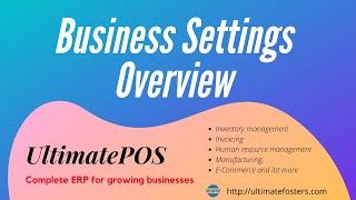 Business Settings Overview in UltimatePOS