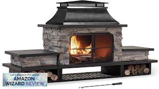 Sunjoy Outdoor Fireplace Patio Wood Burning Fireplace with Steel Chimney Mesh Spark Review