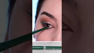 Green eyeliner eyeshadow eye makeup look tutorial #eyeshadow #eyemakeup