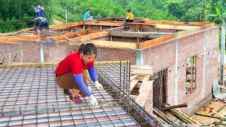 The Girl Can Complete $70,000 House? Concrete Pillars To Pouring Concrete Ceiling