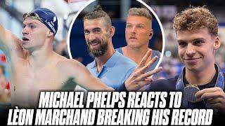 Michael Phelps Reacts To Léon Marchand Breaking His Record | Pat McAfee Show