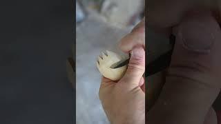 Carving a spork out of pear wood