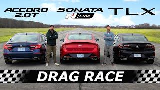 2021 Acura TLX vs Honda Accord vs Hyundai Sonata N Line // DRAG & ROLL RACE