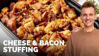 Cheese, Bacon & Sausage Stuffing | Perfect side dish for Thanksgiving