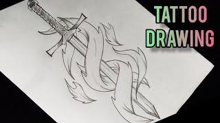 How To Draw A Sword Tattoo || Easy Tattoo Drawing