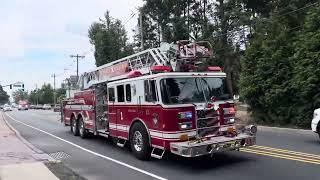 Union Township NJ FD Ladder 1, Engine 3 responding to a burning outlet | Video: 390