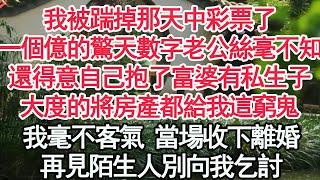 我被踹掉那天中彩票了，一個億的驚天數字老公絲毫不知，還得意自己抱了富婆有私生子，大度的將房產都給我這窮鬼，我毫不客氣 當場收下離婚，再見陌生人別向我乞討【顧亞男】【高光女主】【爽文】【情感】