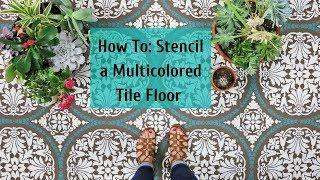 How To Stencil A Multi Colored Cement Floor Using a Tile Stencil by Cutting Edge Stencils