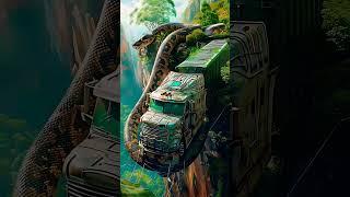 Al Travel Discovery | Giant Python attacking Bus | Amazon Jungle #short  #art #treepython #snake