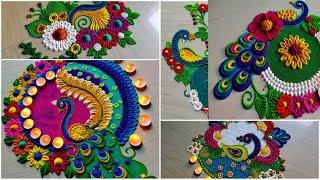 #1253  || 6 peacock rangolis video || satisfying video || sand art