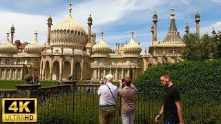 2022 4K Walk in Brighton UK, England | Amazing full of people city with lots of street food