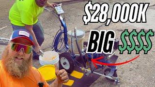 HE MADE $28,000k IN 3 MONTHS HERE'S HOW YOU CAN TOO! Parking lot striping Business