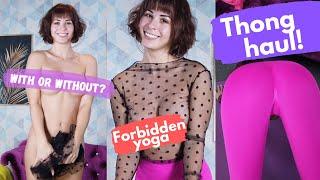 Forbidden yoga thong haul! Hot transparent lingerie try on haul and tights haul Sweet Alise strechin