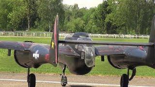 MONSTER RC SCALE AIRPLANE NORTHROP P-61 BLACK WIDOW TWO 3-CYLINDER RADIAL ENGINE