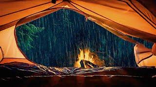 Sounds of rain, campfire and thunder in a tent for 8 HOURS. Rain noise for study and sleep