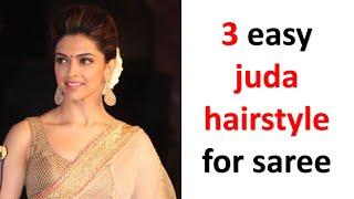 3 easy juda hairstyle for saree | gajra hairstyle | chignon bun | hairstyle for wedding | hairstyle