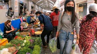 Walk Around Boeng Trabek Market In Phnom Penh | Daily Lifestyle of Vendor - Cambodian food